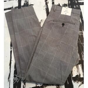 H&M Slim Fit Men's Gray/Plaid Pattern Dress Pants 30x30 Brand New NWT Deadstock